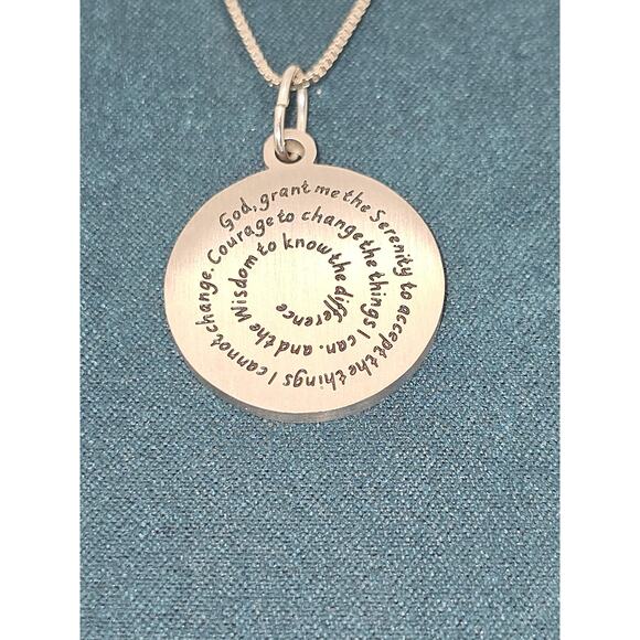 Stainless Steel Serenity Prayer Necklace Choice of Chain Recovery 12 Step - Picture 1 of 7